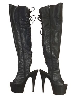 Pleaser Adore-3019 Black Over-the-Knee Stiletto Boots